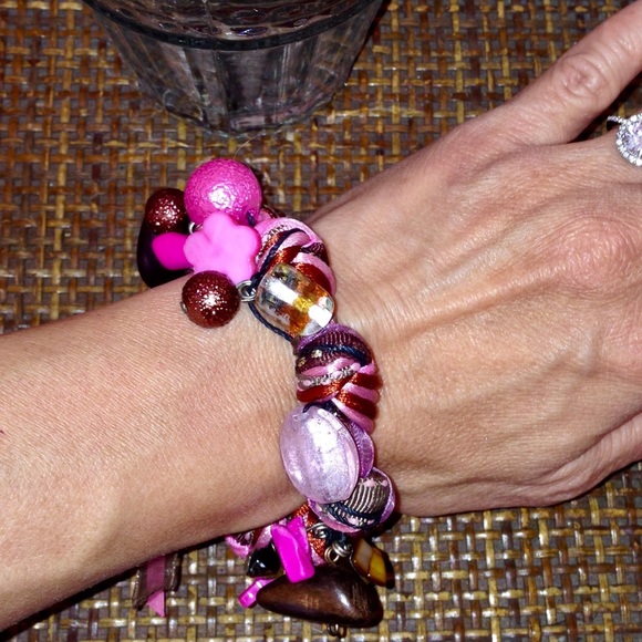 🎀5/$25🎀 BEACH Pink & Brown Chunky Bracelet - Picture 4 of 4